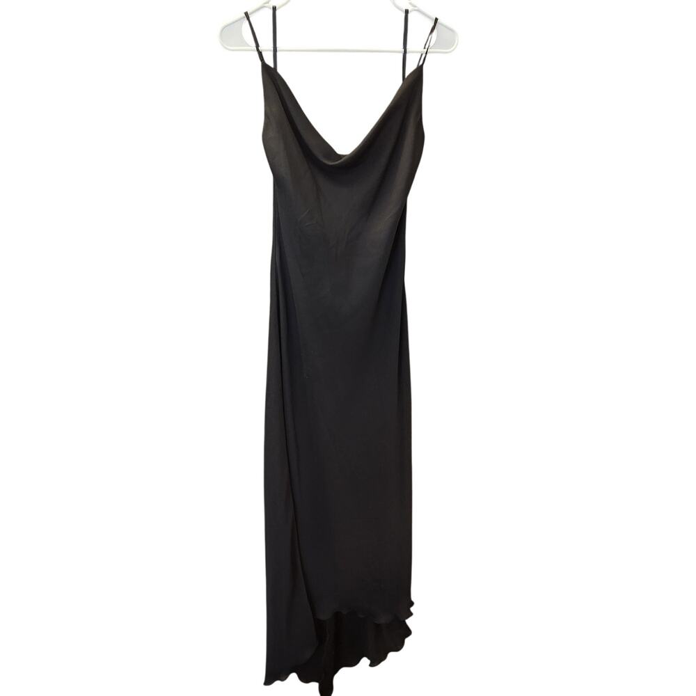 Vintage Be Smart Black Cowl Neck Slip Maxi Dress Size 11/12 Y2K